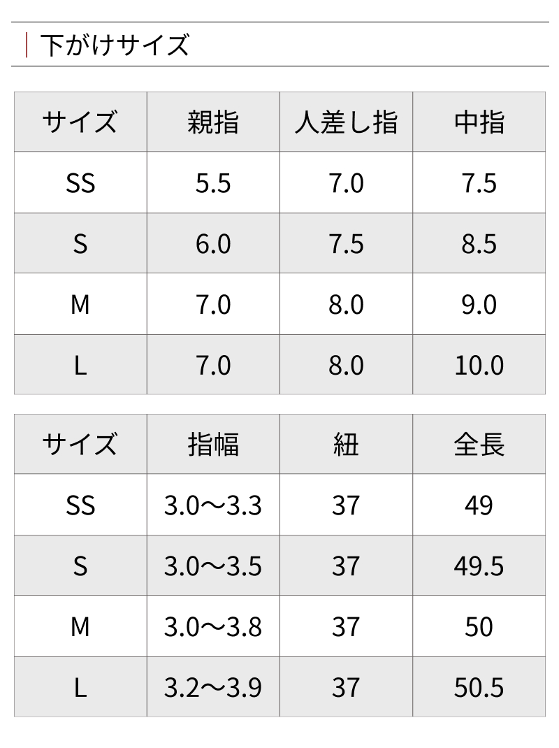 サイズ表